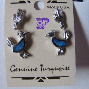 TURQUOISE EARRINGS STERLING SILVER NEW
